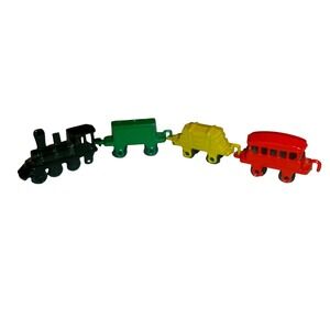 Vintage Miniature Diecast Metal Train Set 4‎ Piece Made Japan Multi Color Micro